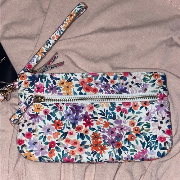 Nanette Lepore Handbags - Nanette Lepore Floral Wristlet with Gold Accents